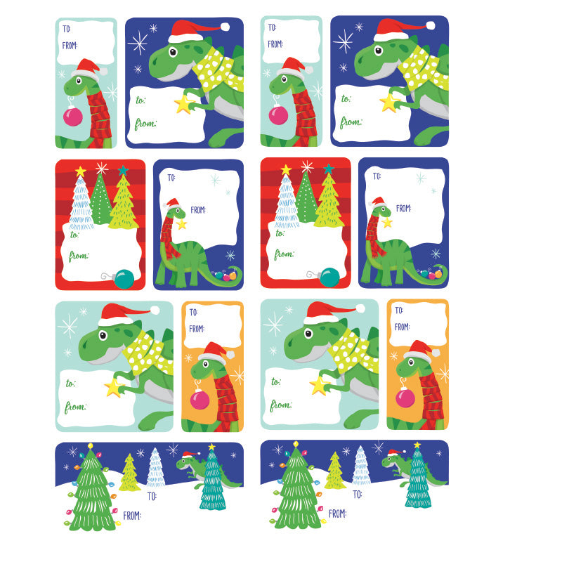 Dinosaur Holiday Sticker Labels
