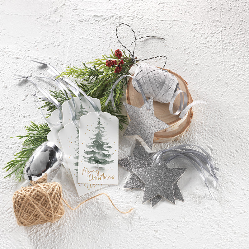 Watercolour Pine Tag and Ribbon Set