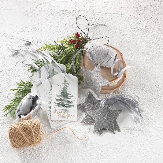 Watercolour Pine Tag and Ribbon Set